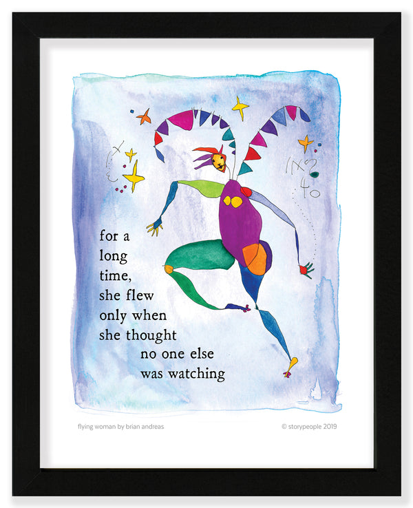 Flying Woman Color Wash Print