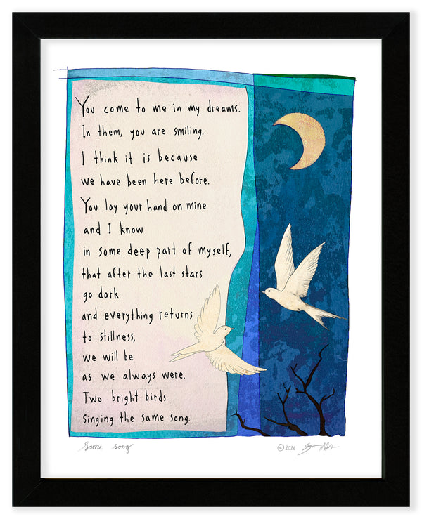 Framed StoryPeople artwork with a hand written poem