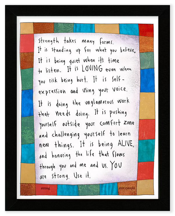 Black framed with an encouraging quote with a colorful border 