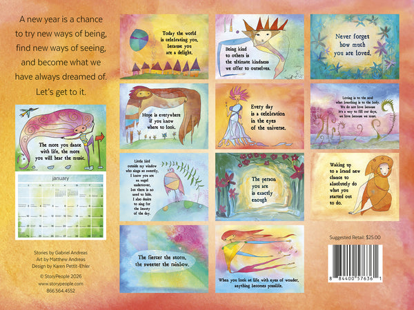 Back cover of the 2027 StoryPeople Calendar  with the words about A New Year is a Chance to Try.