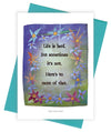 greeting card about life being hard with blue background and flowers
